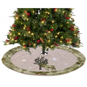 FALDA BASE PARA ÁRBOL DE NAVIDAD 105CM POLIÉSTER DISEÑOR ENO Y BOSQUE
