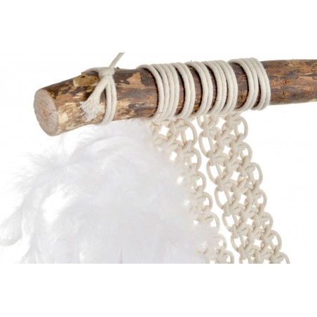 TAPIZ PARED MACRAMÉ PLUMAS Y RAMA BOHO CHIC 52X55CM