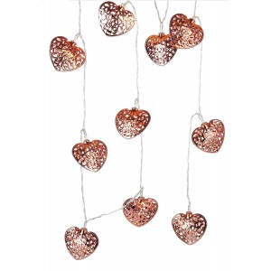 GUIRNALDA 10 LUCES LED CORAZONES METÁLICOS 175CM