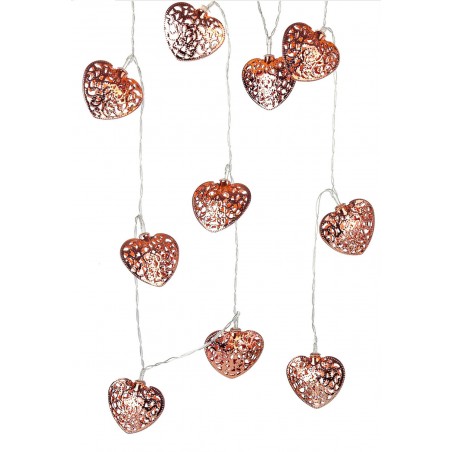 GUIRNALDA 10 LUCES LED CORAZONES METÁLICOS 175CM