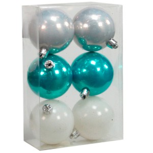SET 6 BOLAS NAVIDAD PERLADAS 6CM ADORNOS NAVIDEÑOS GLOTTER