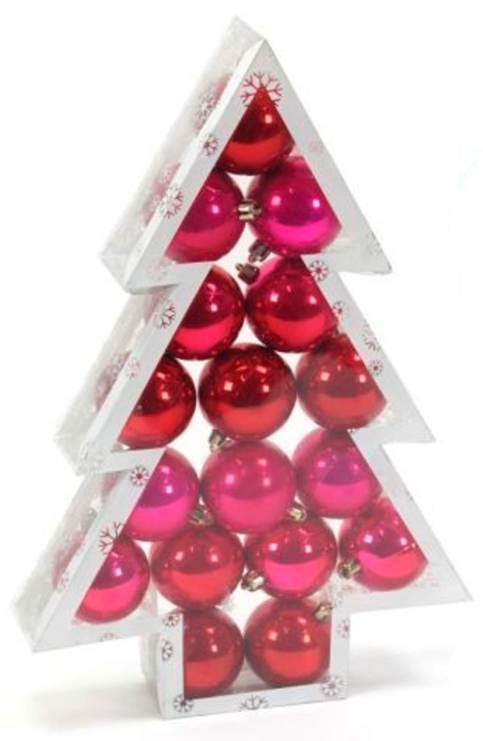 SET 17 BOLAS ROJAS 6CM BRILLANTE 3 TONOS