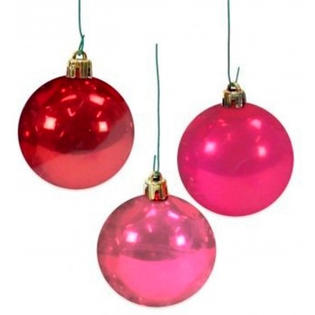 SET 17 BOLAS ROJAS 6CM BRILLANTE 3 TONOS