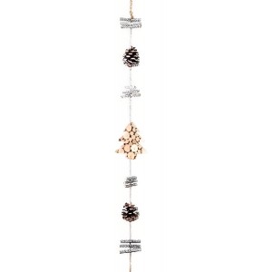GUIRNALDA COLGANTE NAVIDAD MADERA NATUR DECORACION NAVIDEÑA 110CM