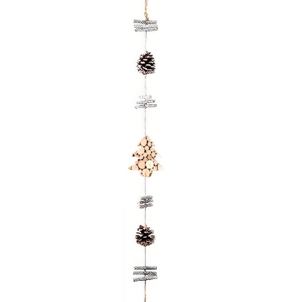 GUIRNALDA COLGANTE NAVIDAD MADERA NATUR DECORACION NAVIDEÑA 110CM