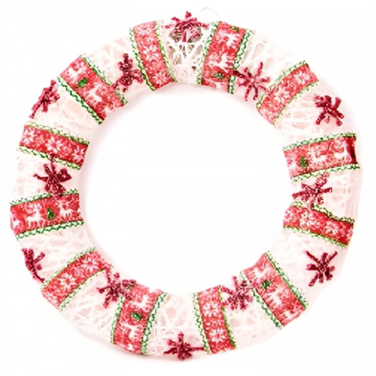 CORONA NAVIDAD 20 LUCES LED DECORACIÓN NAVIDEÑA TELA METAL 47CM