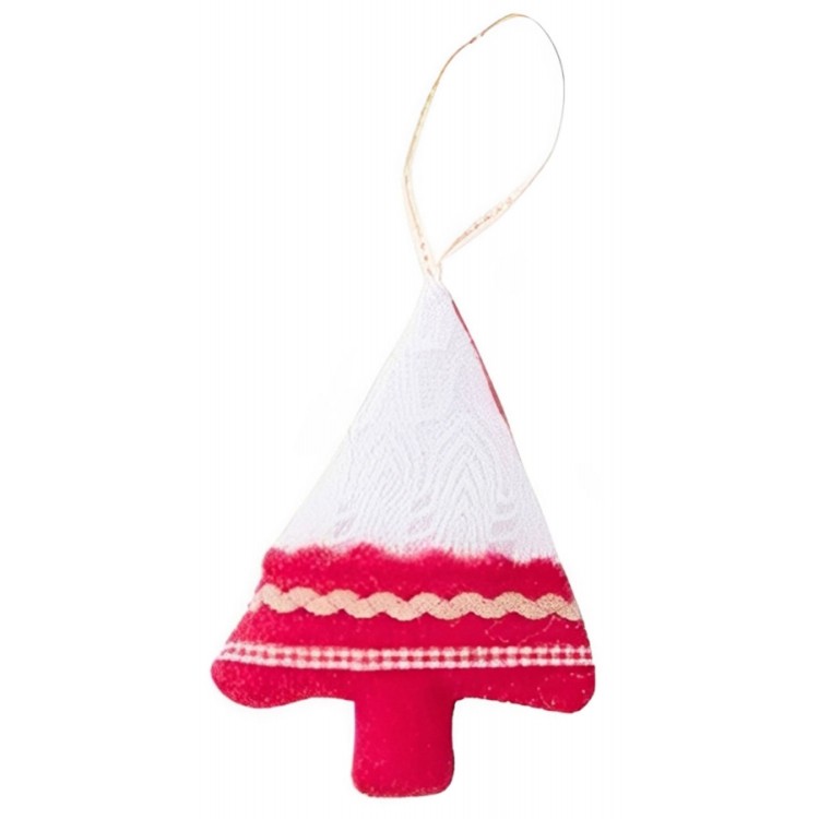 ADORNOS DE NAVIDAD DE TELA 13CM COLGANTES ÁRBOL, ESTRELLA Y CORAZÓN