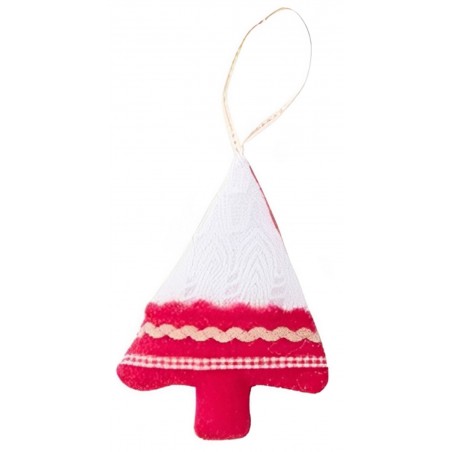 ADORNOS DE NAVIDAD DE TELA 13CM COLGANTES ÁRBOL, ESTRELLA Y CORAZÓN