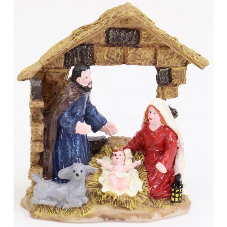 NACIMIENTO RESINA NAVIDEÑO PORTAL Y FAMILIA 8X6X3,5CM