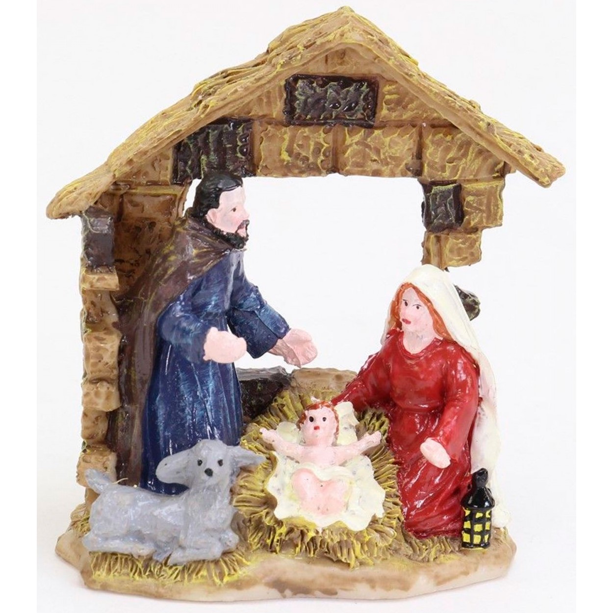NACIMIENTO RESINA NAVIDEÑO PORTAL Y FAMILIA 8X6X3,5CM