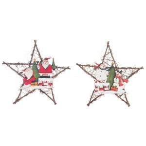 ESTRELLA DECORATIVA NAVIDAD RATÁN Y MDF 49X36CM