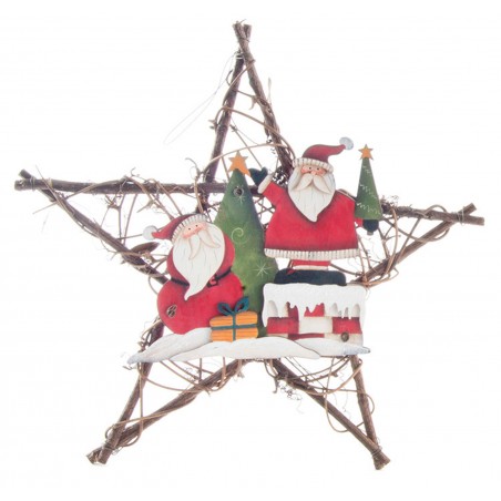 ESTRELLA DECORATIVA NAVIDAD RATÁN Y MDF 49X36CM