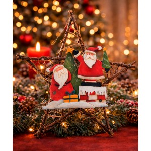 ESTRELLA DECORATIVA NAVIDAD RATÁN Y MDF 49X36CM
