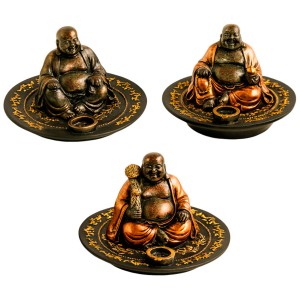 PORTA INCIENSO BUDA SONRIENTE DECORACION ZEN FENG SHUI 10CM