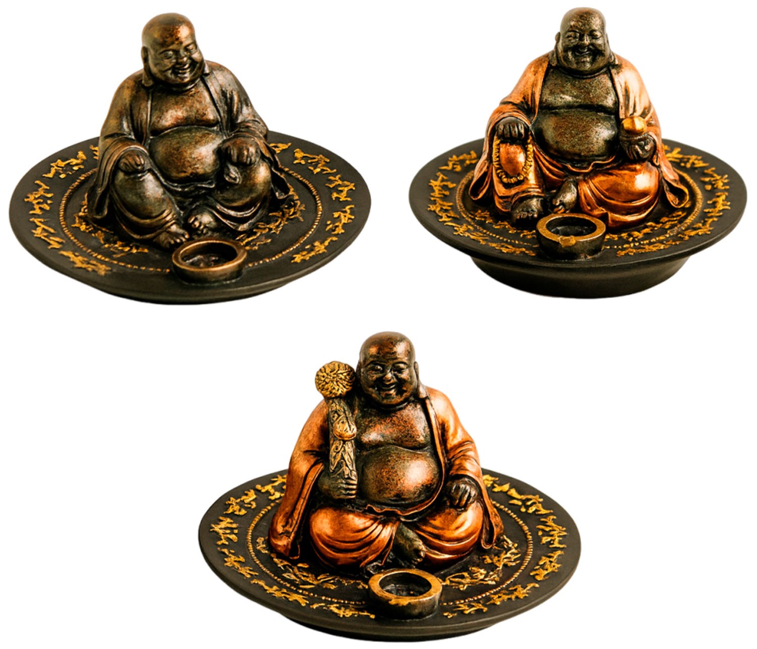 PORTA INCIENSO BUDA SONRIENTE DECORACION ZEN FENG SHUI 10CM