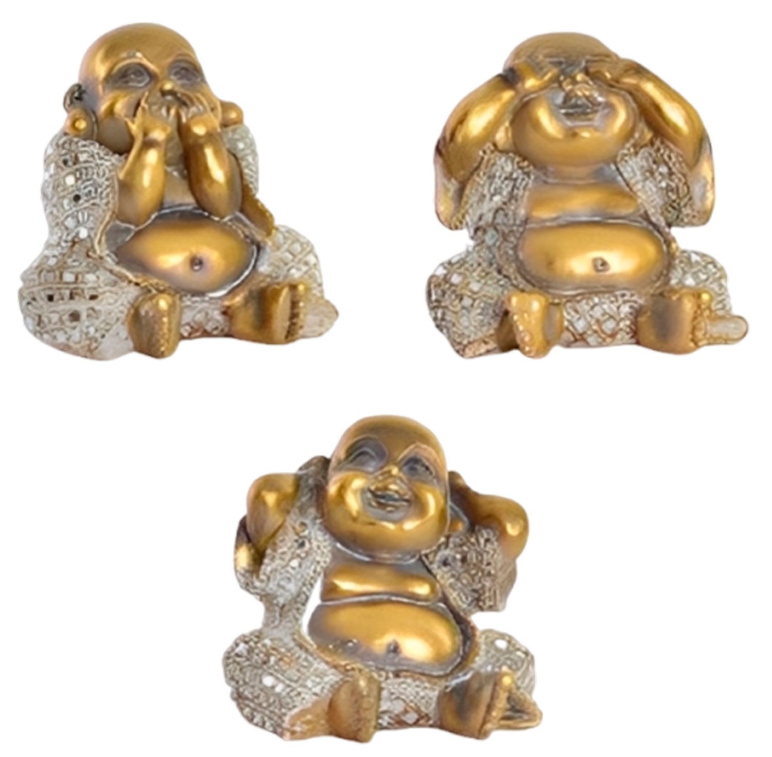 Bouddha Chanceux Résine D'Or