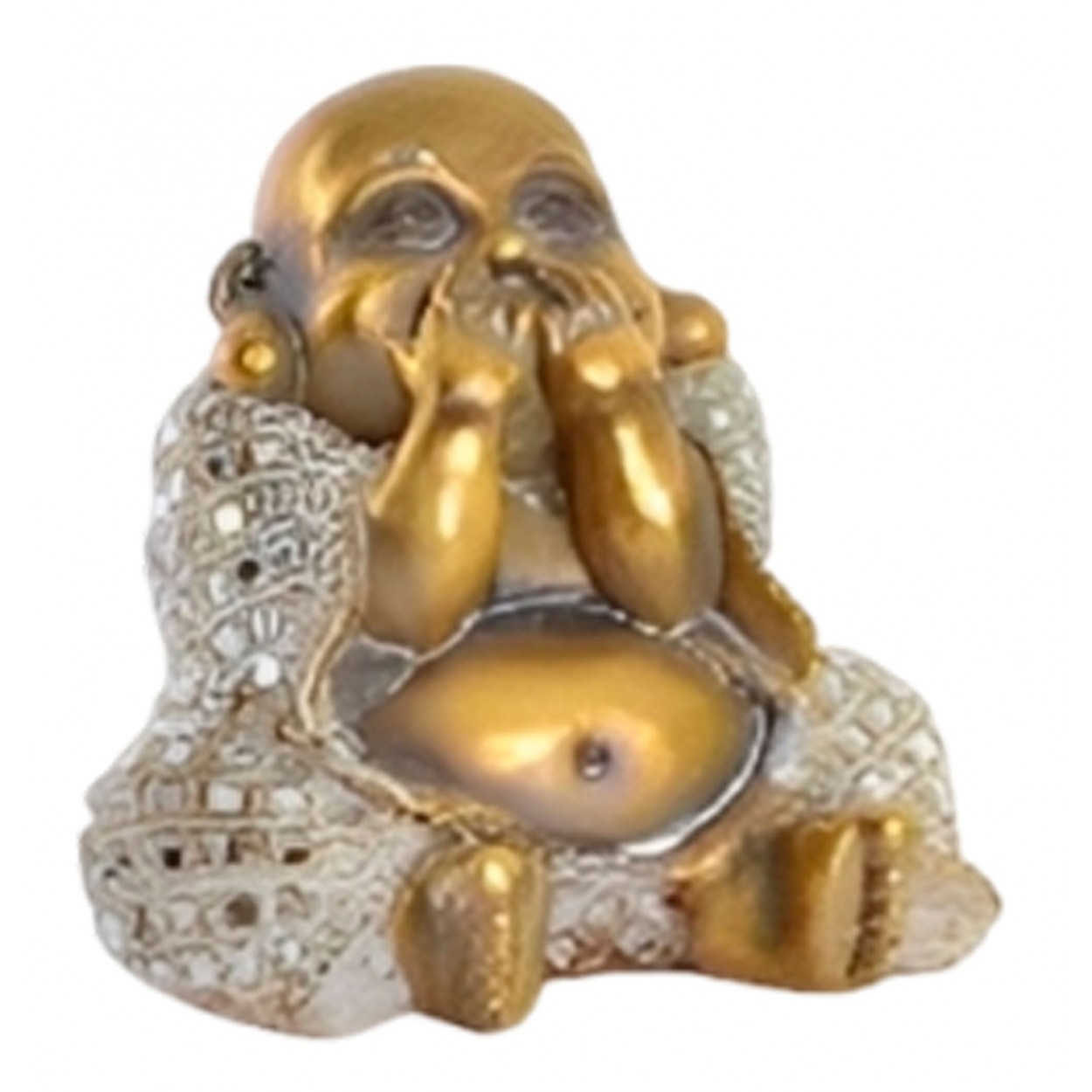 FIGURA BUDA SABIO RESINA DORADO DECORACION ZEN 13X13CM
