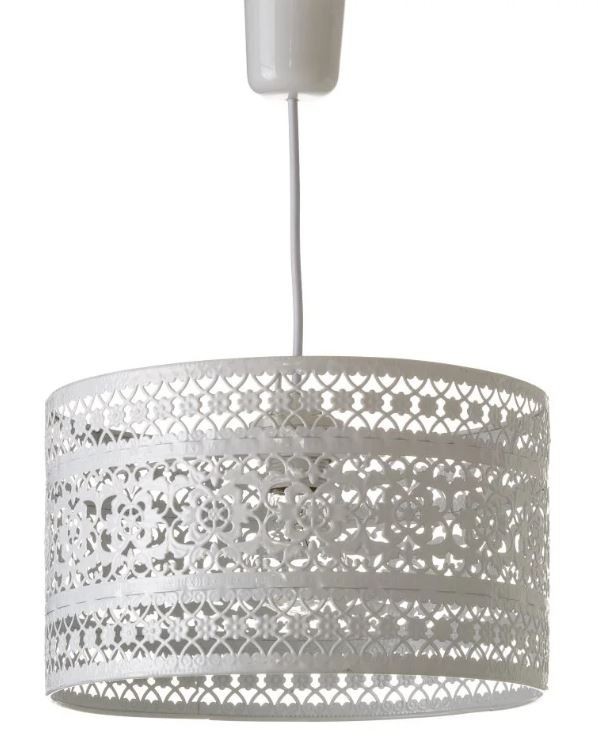 Lámpara de Techo Provenzal Blanca - Diseño Calado de Flores (29x18 cm)
