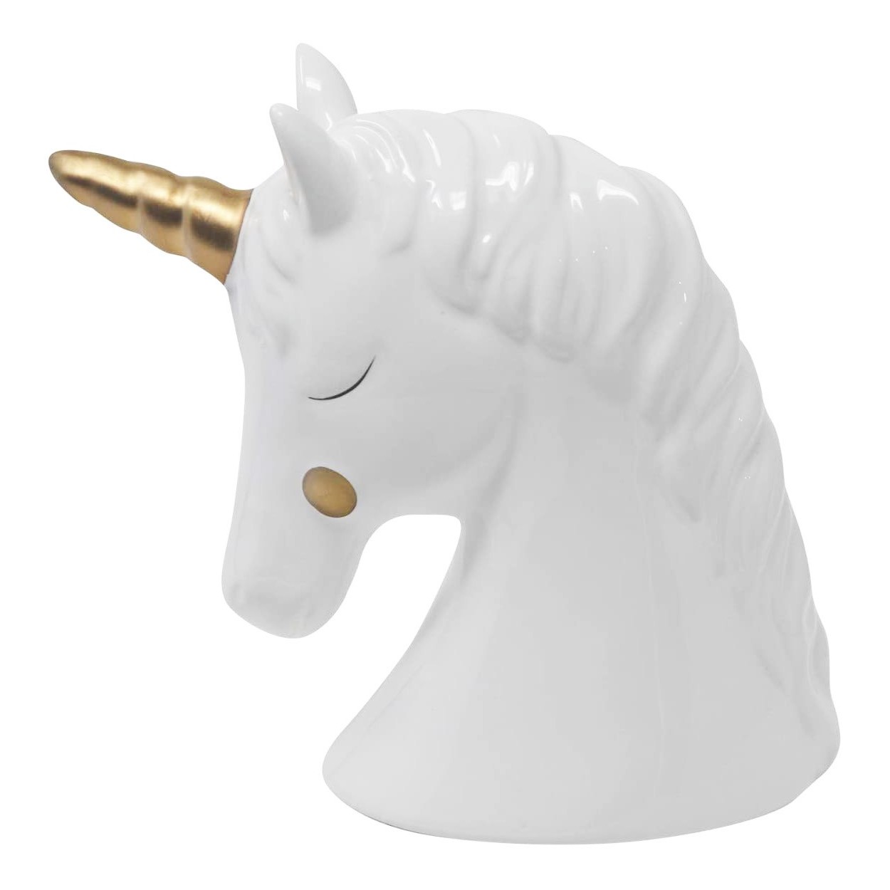 Hucha de Unicornio en Cerámica Blanca y Dorado - Hucha Infantil Juvenil Decorativa Estilo Nórdico