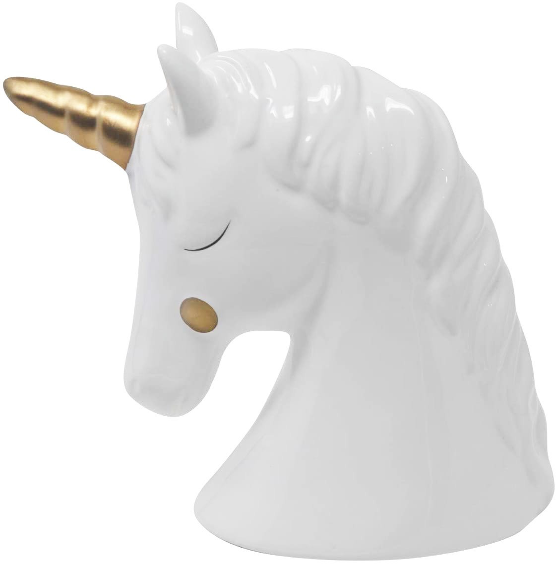 Hucha de Unicornio en Cerámica Blanca y Dorado - Hucha Infantil Juvenil Decorativa Estilo Nórdico