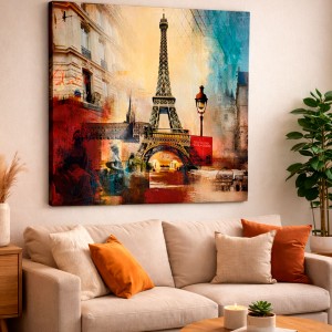 *TARA* CUADRO DE PARÍS CONCAVO 1X1M MADERA FOTOIMPRESA LACADA