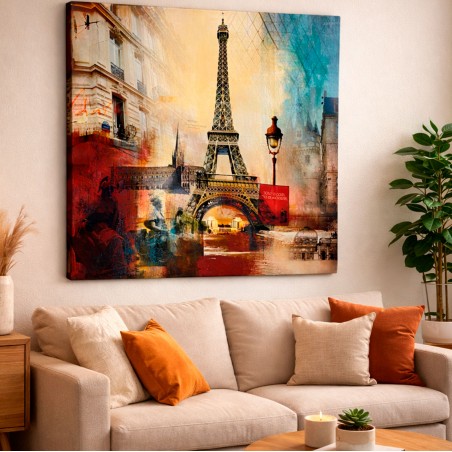 *TARA* CUADRO DE PARÍS CONCAVO 1X1M MADERA FOTOIMPRESA LACADA
