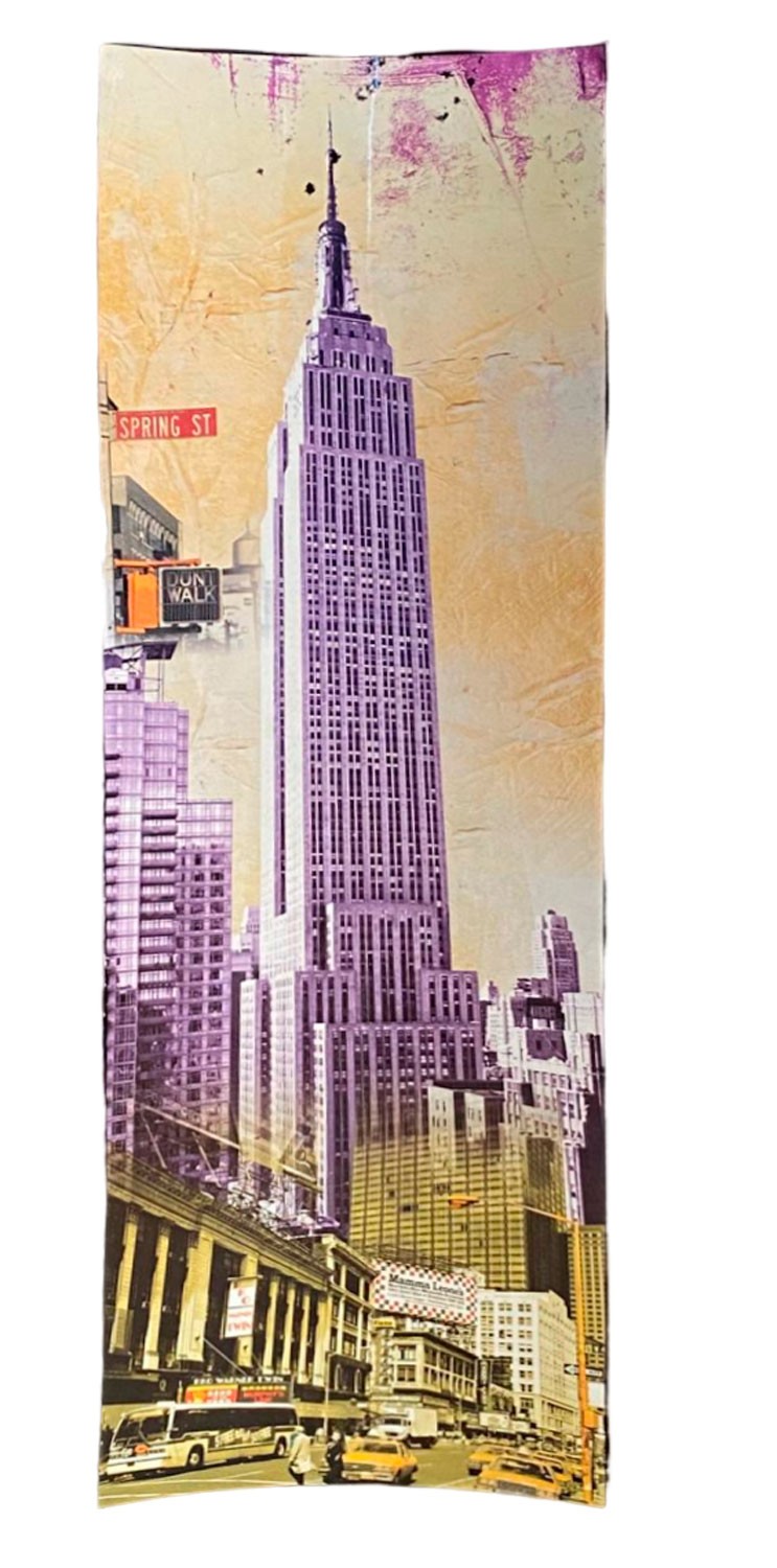 *TARA* CUADRO DECORATIVO CÓNCAVO EMPIRE STATE MADERA LACADA 87X27CM