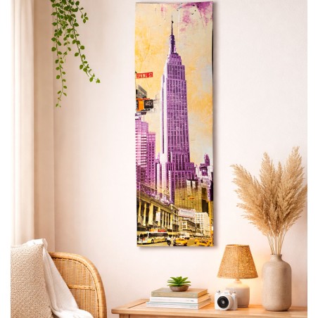 *TARA* CUADRO DECORATIVO CÓNCAVO EMPIRE STATE MADERA LACADA 87X27CM