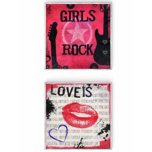 *TARA* CUADROS POP ART JUVENILES GIRLS ROCK 30X30CM