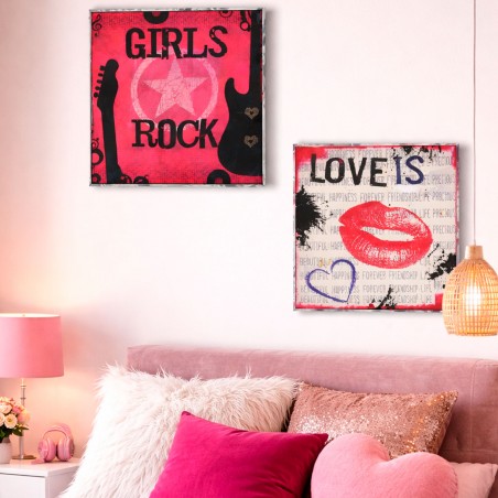 *TARA* CUADROS POP ART JUVENILES GIRLS ROCK 30X30CM