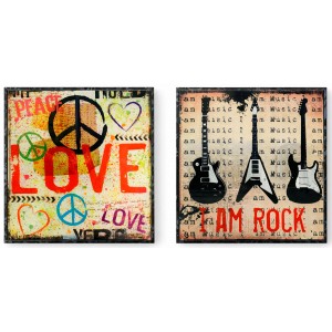 CUADRO DECORATIVO URBANO ROCK LOVE 30X30CM