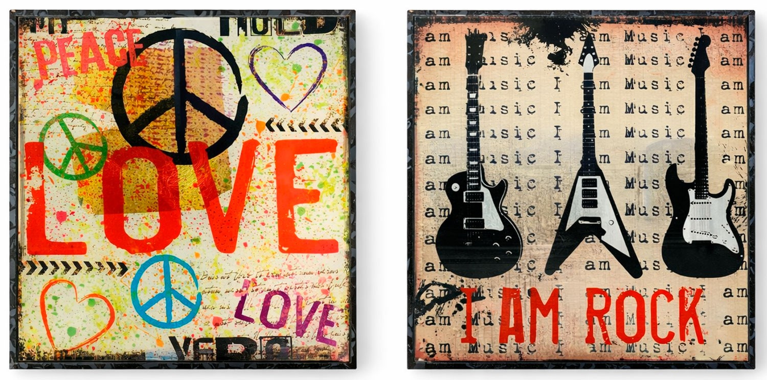 CUADRO DECORATIVO URBANO ROCK LOVE 30X30CM