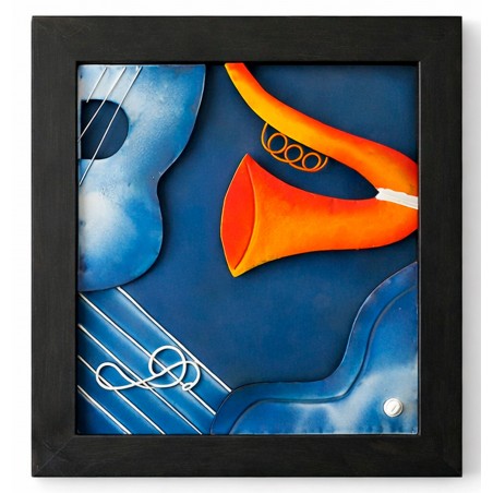 CUADRO DECORATIVO METÁLICO MUSICAL JAZZ & RHYTHM 40X40CM