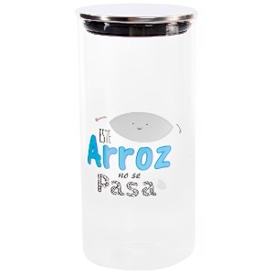 BOTE DE CRISTAL PARA CONSERVAS CPM TAPA METÁLICA Y FRASE GRACIOSA 10X22CM