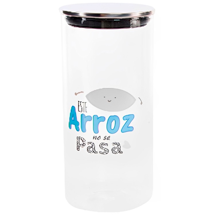 BOTE DE CRISTAL PARA CONSERVAS CPM TAPA METÁLICA Y FRASE GRACIOSA 10X22CM