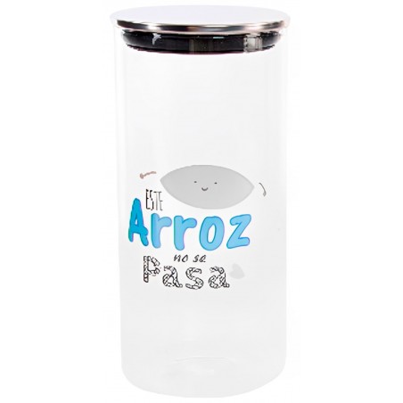 BOTE DE CRISTAL PARA CONSERVAS CPM TAPA METÁLICA Y FRASE GRACIOSA 10X22CM