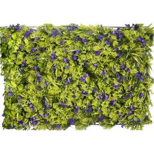 Jardín Vertical Artificial de pared, Cesped y Flores Moradas, Para decoración de Interior y Exterior, 40 x 60 cm - Hogar y Más