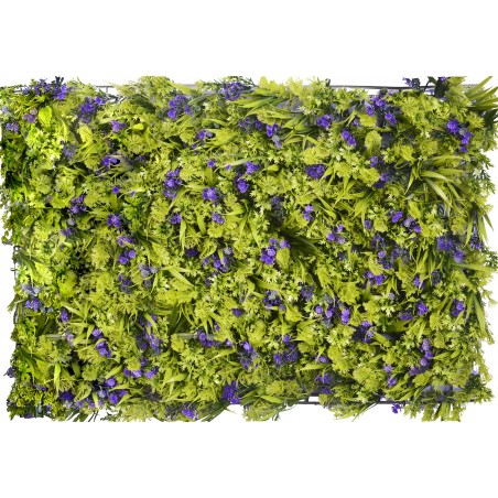 Jardín Vertical Artificial de pared, Cesped y Flores Moradas, Para decoración de Interior y Exterior, 40 x 60 cm - Hogar y Más
