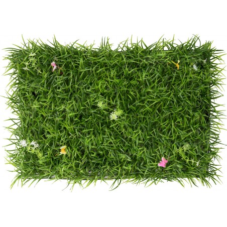 Jardín Vertical Artificial 40x60 cm - Panel de Césped con Flores y Mariposas Decorativas para Pared