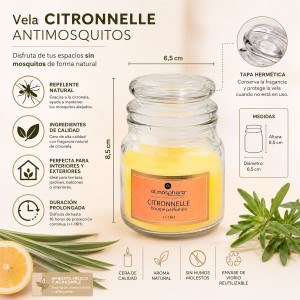 Set de 6 Velas de Citronela Antimosquitos con Tapa Hermética - 16H de Duración