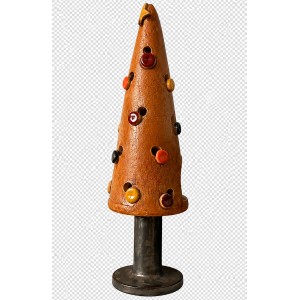 Portavelas Decorativo Grande de Cerámica, Diseño Navideño/Árbol de Navidad. Ideal para Decoración 50x14x14 cm