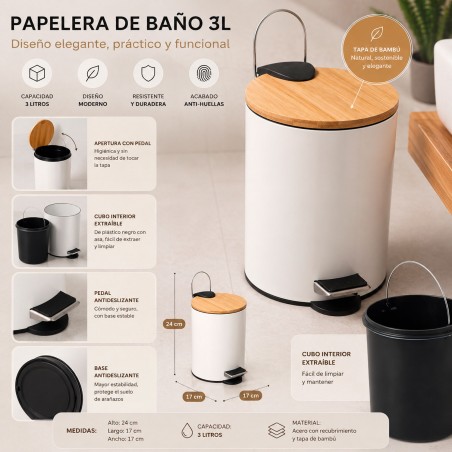 PAPELERA BLANCA 3L DE METAL LYLY