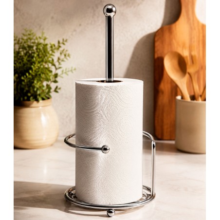 Portarrollos de cocina de acero inoxidable – Soporte vertical para papel de cocina, diseño estable, 30x14 cm