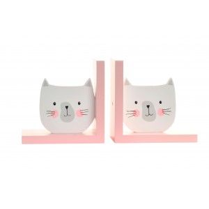 Casa - Set di 2 Reggilibri realizzati in Legno. Gattino
