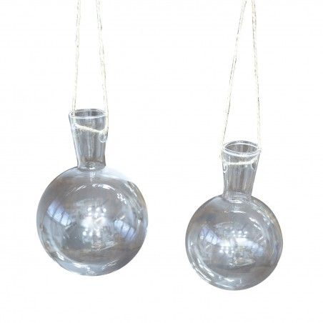 Fioriera pensile vetro trasparente set di due unità. Il design elegante e originale.