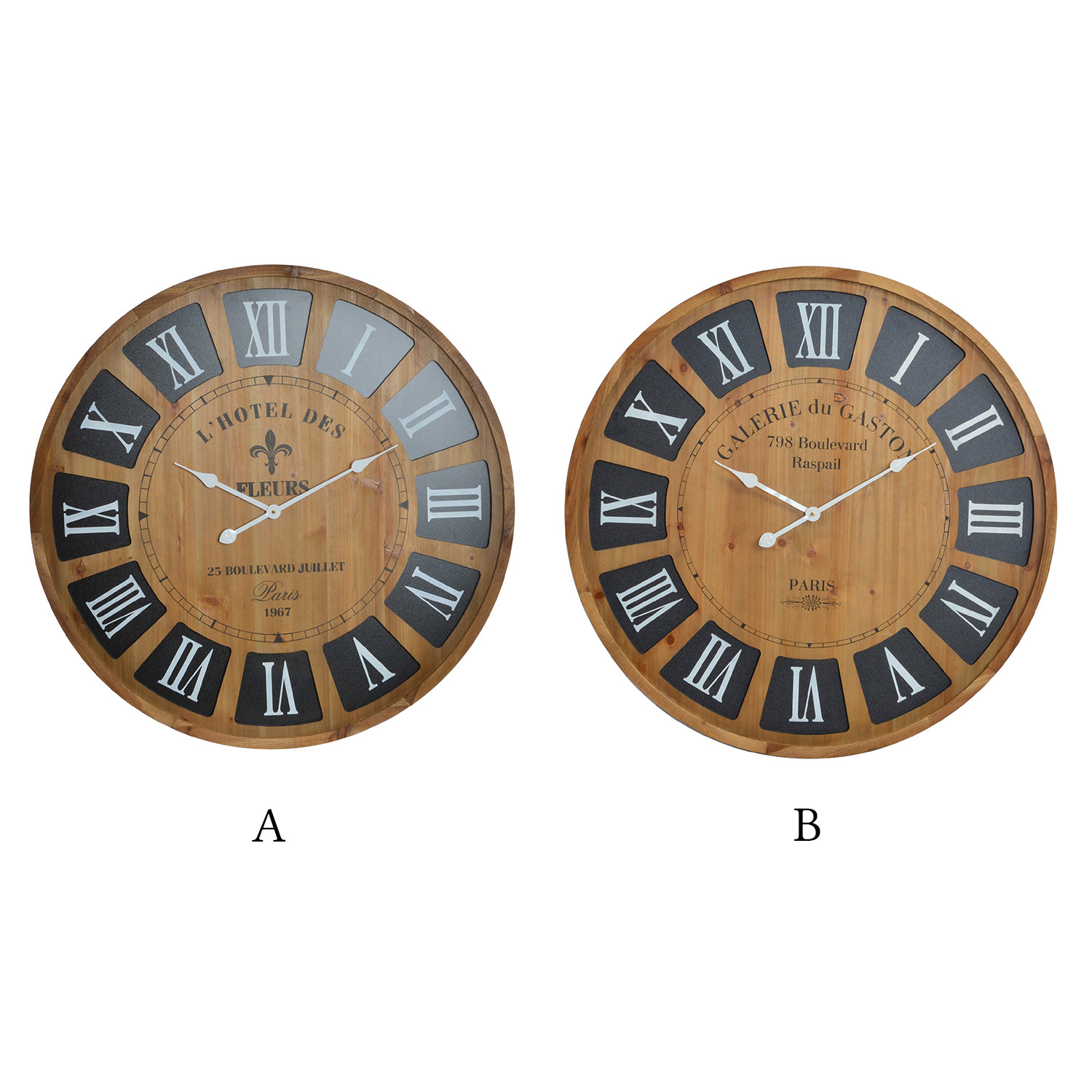 Reloj de pared en madera modelo París. Diseño Natural y elegante - Hogar y más