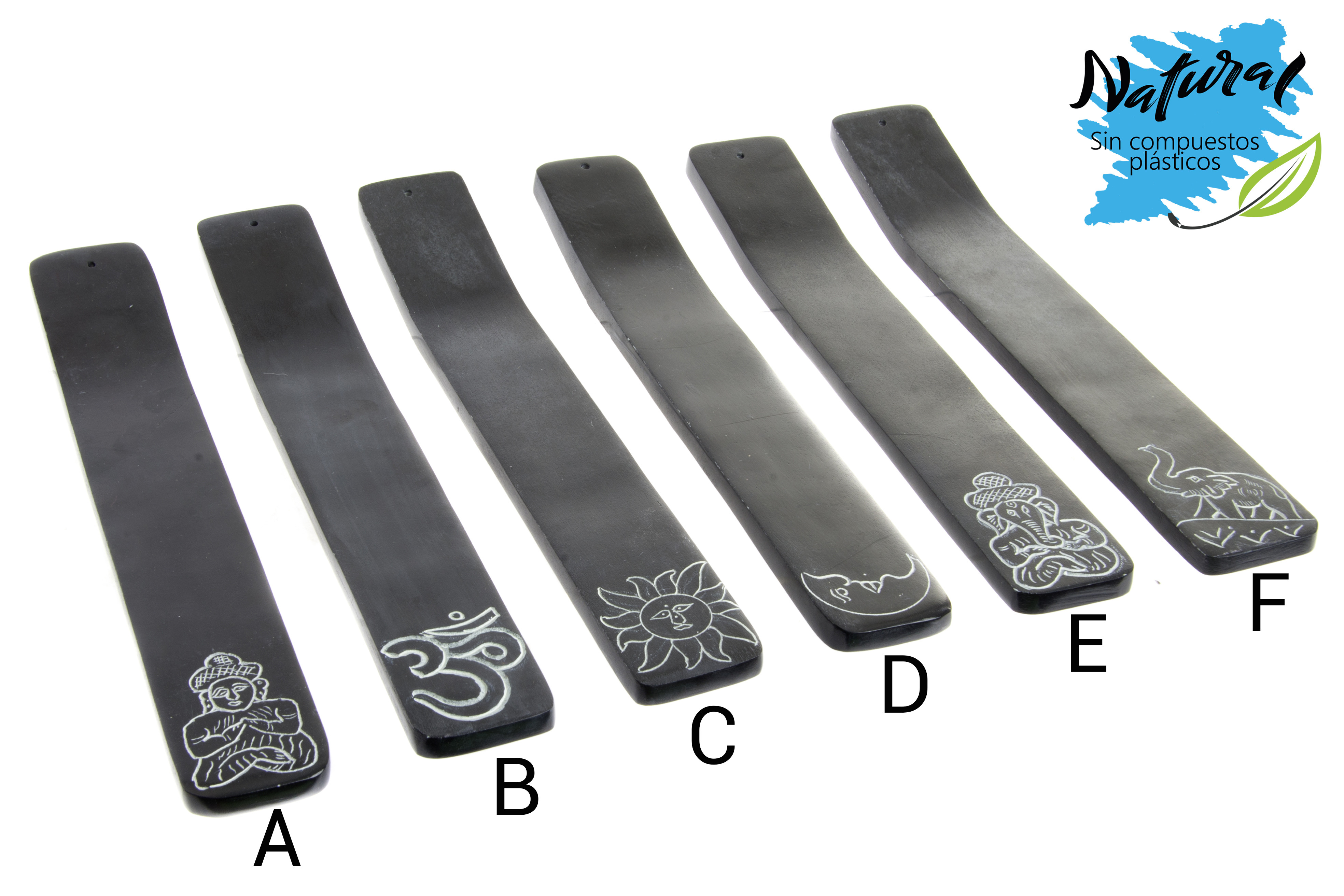Home and More - Support of incense, natural stone engraved with mystical