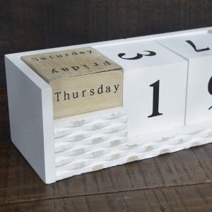 Home and more - Calendar wooden perpetual. Natural style with white design.