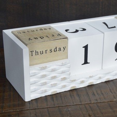 Home and more - Calendar wooden perpetual. Natural style with white design.