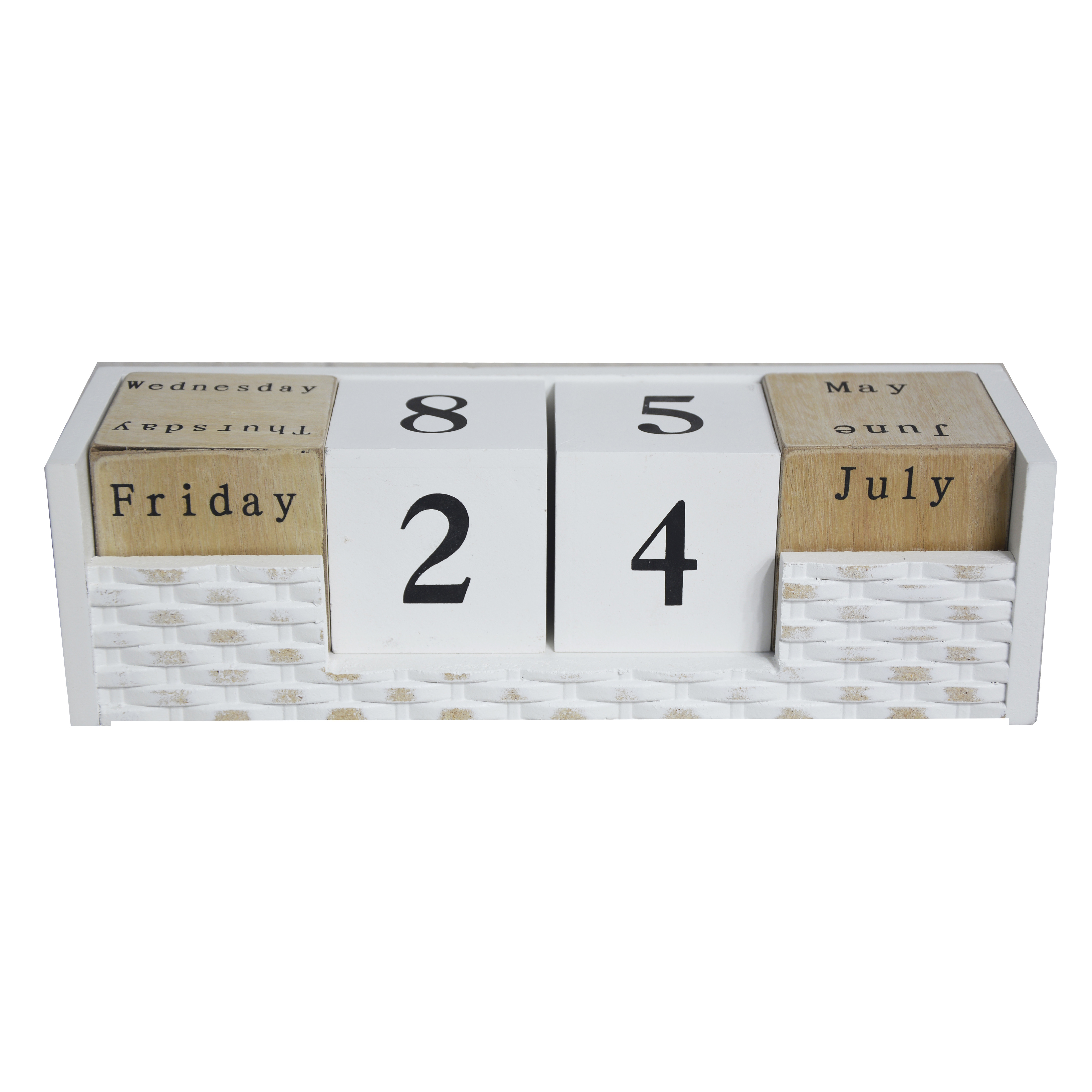 Home and more - Calendar wooden perpetual. Natural style with white design.